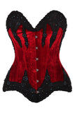 Daisy Corsets Top Drawer Dark Red Velvet & Beaded Steel Boned Overbust Corset - Daisy Corsets