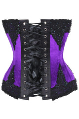 Daisy Corsets Top Drawer Purple Velvet & Beaded Steel Boned Overbust Corset - Daisy Corsets
