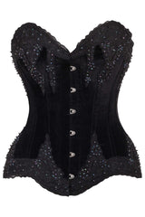 Daisy Corsets Top Drawer Black Velvet & Beaded Steel Boned Overbust Corset - Daisy Corsets - Flyclothing LLC