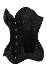 Daisy Corsets Top Drawer Black Velvet & Beaded Steel Boned Overbust Corset - Daisy Corsets