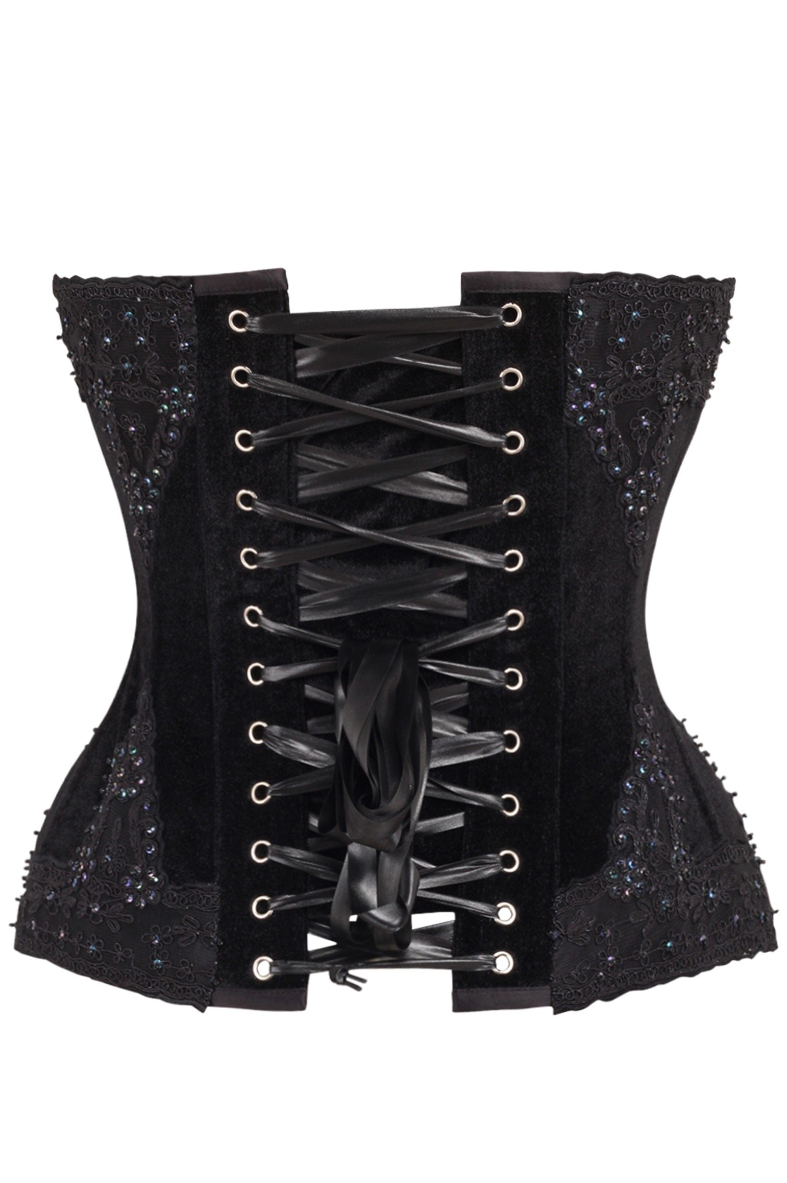 Daisy Corsets Top Drawer Black Velvet & Beaded Steel Boned Overbust Corset - Daisy Corsets