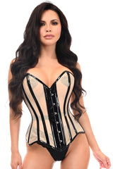 Daisy Corsets Top Drawer Nude Mesh & Black Patent Steel Boned Corset - Daisy Corsets