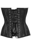Daisy Corsets Top Drawer Black Sheer Mesh Net & Lace Steel Boned Overbust Corset - Daisy Corsets - Flyclothing LLC