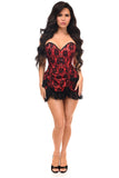 Daisy Corsets Top Drawer 2 PC Red Lace Steel Boned Corset & Skirt Set - Daisy Corsets