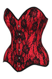 Daisy Corsets Top Drawer Red Satin w/Black Lace Overlay Steel Boned Overbust Corset - Daisy Corsets