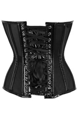 Daisy Corsets Top Drawer Black Mesh Net w/Patent Steel Boned Overbust Corset - Daisy Corsets