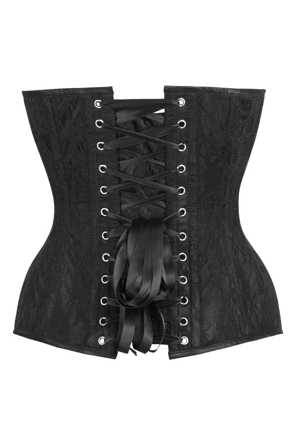 Daisy Corsets Top Drawer Black Satin w/Black Lace Overlay Steel Boned Overbust Corset - Daisy Corsets - Flyclothing LLC