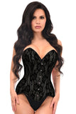 Daisy Corsets Top Drawer Black Satin w/Black Lace Overlay Steel Boned Overbust Corset - Daisy Corsets