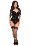 Daisy Corsets Top Drawer Black Satin w/Black Lace Overlay Steel Boned Overbust Corset - Daisy Corsets