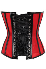 Daisy Corsets Top Drawer Red Mesh Net w/Patent Steel Boned Overbust Corset - Daisy Corsets