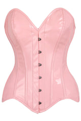 Daisy Corsets Top Drawer Lt Pink Patent Leather Steel Boned Overbust Corset - Daisy Corsets - Flyclothing LLC