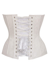 Daisy Corsets Top Drawer White Patent Leather Steel Boned Overbust Corset - Daisy Corsets - Flyclothing LLC