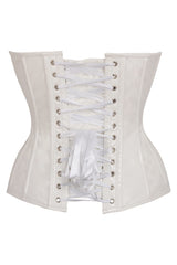 Daisy Corsets Top Drawer White Patent Leather Steel Boned Overbust Corset - Daisy Corsets