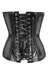 Daisy Corsets Top Drawer Black Fishnet w/Patent Steel Boned Overbust Corset - Daisy Corsets - Flyclothing LLC