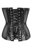 Daisy Corsets Top Drawer Black Fishnet w/Patent Steel Boned Overbust Corset - Daisy Corsets - Flyclothing LLC