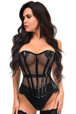 Daisy Corsets Top Drawer Black Fishnet w/Patent Steel Boned Overbust Corset - Daisy Corsets