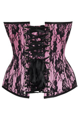 Daisy Corsets Top Drawer Pink Satin w/Black Lace Overlay Steel Boned Overbust Corset - Daisy Corsets