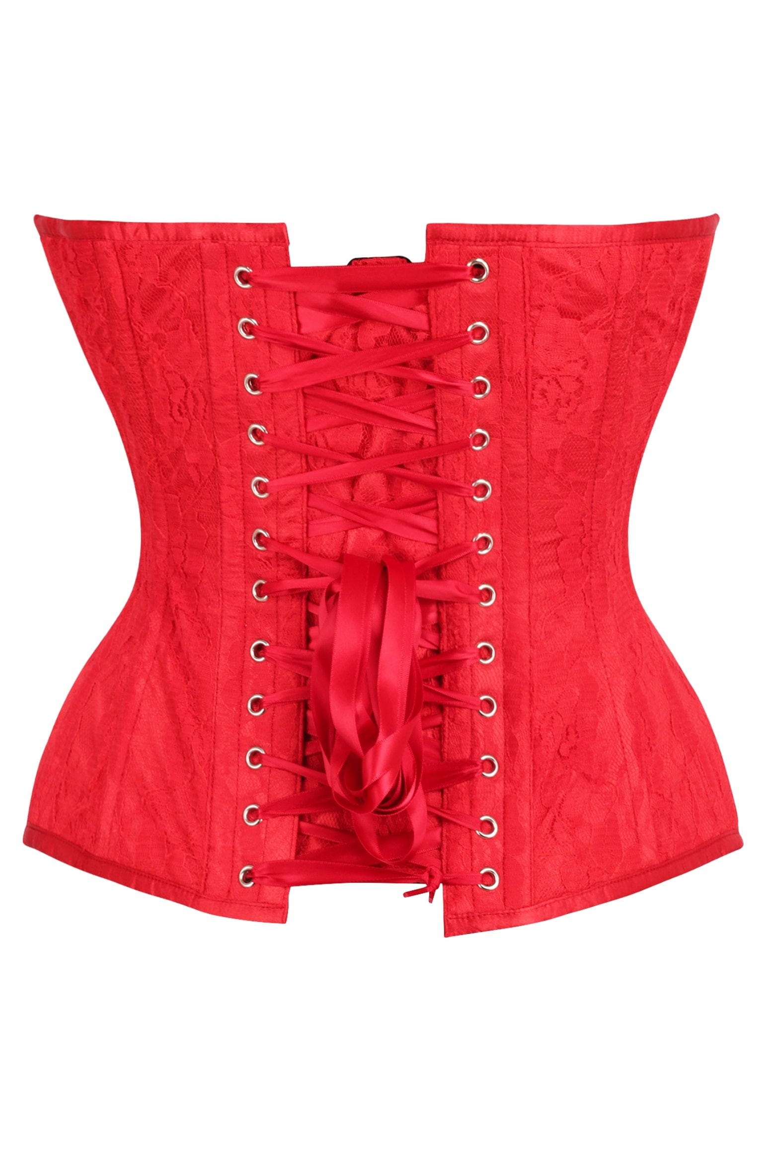 Daisy Corsets Top Drawer Red Satin w/Red Lace Overlay Steel Boned Overbust Corset - Daisy Corsets