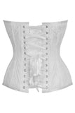Daisy Corsets Top Drawer White Satin w/White Lace Overlay Steel Boned Overbust Corset - Daisy Corsets