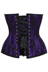 Daisy Corsets Top Drawer Purple Satin w/Black Lace Overlay Steel Boned Overbust Corset - Daisy Corsets