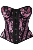 Daisy Corsets Top Drawer Pink w/Black Lace Steel Boned Underwire Bustier Corset - Daisy Corsets - Flyclothing LLC