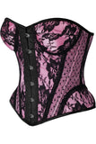 Daisy Corsets Top Drawer Pink w/Black Lace Steel Boned Underwire Bustier Corset - Daisy Corsets