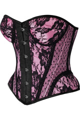 Daisy Corsets Top Drawer Pink w/Black Lace Steel Boned Underwire Bustier Corset - Daisy Corsets