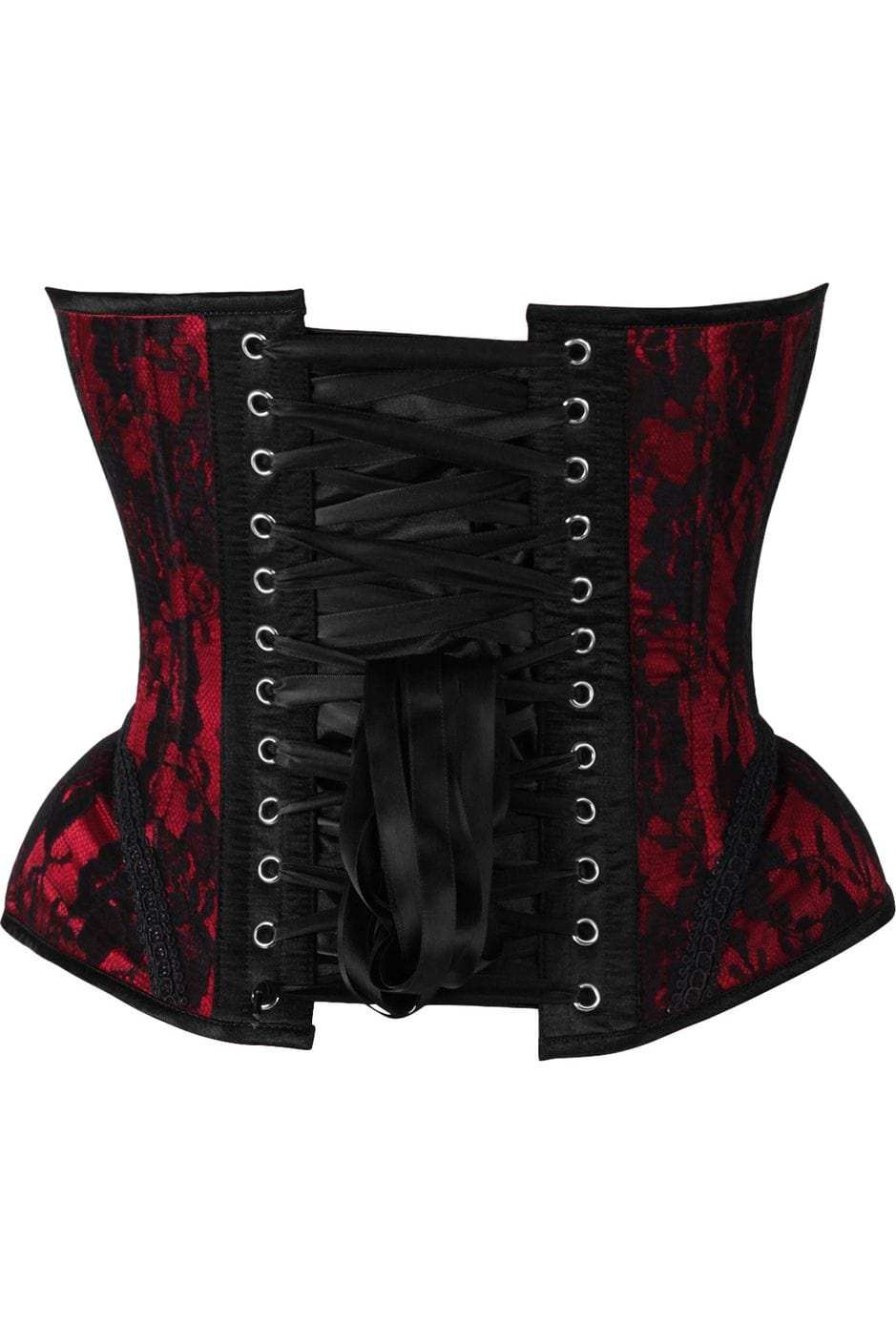 Daisy Corsets Top Drawer Red w/Black Lace Steel Boned Underwire Bustier Corset - Daisy Corsets - Flyclothing LLC
