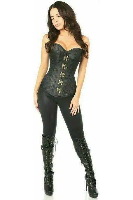 Daisy Corsets Top Drawer Black Brocade Steel Boned Corset w/Clasp Closure - Daisy Corsets - Flyclothing LLC