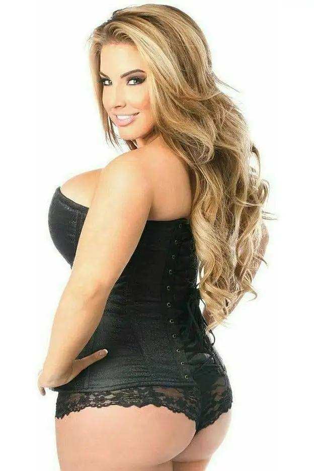 Daisy Corsets Top Drawer Black Brocade Steel Boned Corset w/Clasp Closure - Daisy Corsets - Flyclothing LLC