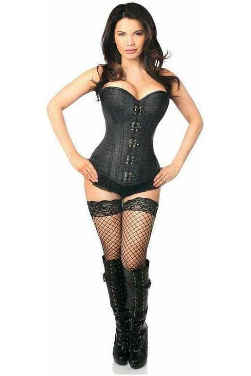 Daisy Corsets Top Drawer Black Brocade Steel Boned Corset w/Clasp Closure - Daisy Corsets - Flyclothing LLC