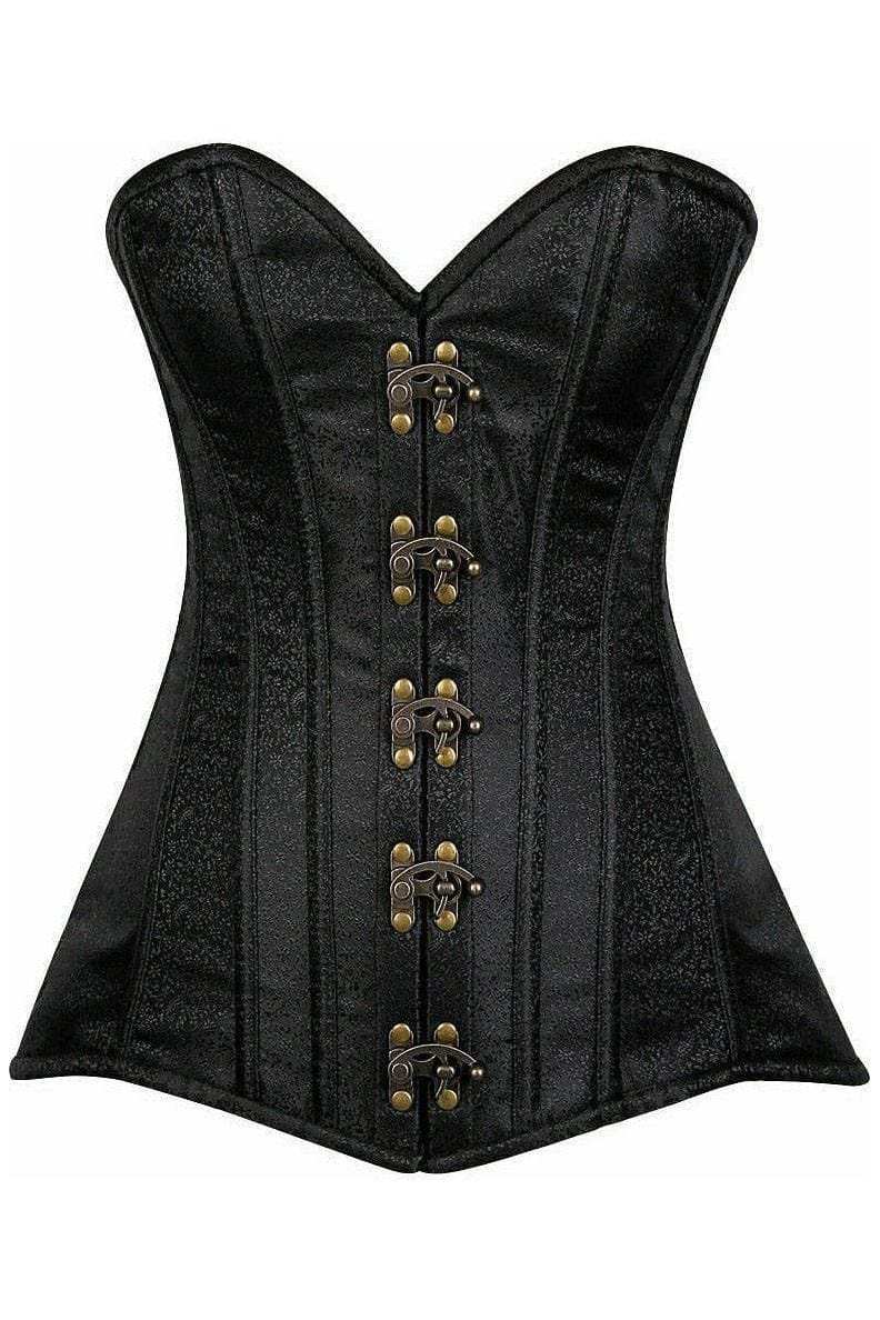 Daisy Corsets Top Drawer Black Brocade Steel Boned Corset w/Clasp Closure - Daisy Corsets - Flyclothing LLC
