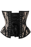 Daisy Corsets Top Drawer Nude w/Black Lace Steel Boned Underwire Bustier Corset - Daisy Corsets