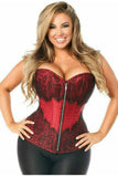 Daisy Corsets Top Drawer Wine Brocade Steel Boned Corset w/Black Eyelash Lace - Daisy Corsets - Flyclothing LLC