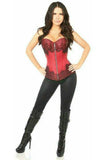 Daisy Corsets Top Drawer Wine Brocade Steel Boned Corset w/Black Eyelash Lace - Daisy Corsets - Flyclothing LLC