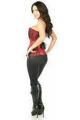 Daisy Corsets Top Drawer Wine Brocade Steel Boned Corset w/Black Eyelash Lace - Daisy Corsets
