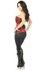 Daisy Corsets Top Drawer Wine Brocade Steel Boned Corset w/Black Eyelash Lace - Daisy Corsets - Flyclothing LLC