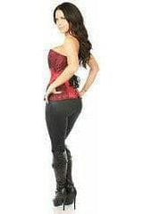 Daisy Corsets Top Drawer Wine Brocade Steel Boned Corset w/Black Eyelash Lace - Daisy Corsets - Flyclothing LLC