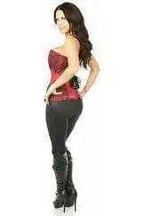 Daisy Corsets Top Drawer Wine Brocade Steel Boned Corset w/Black Eyelash Lace - Daisy Corsets - Flyclothing LLC