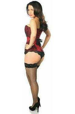 Daisy Corsets Top Drawer Wine Brocade Steel Boned Corset w/Black Eyelash Lace - Daisy Corsets - Flyclothing LLC
