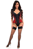 Daisy Corsets Top Drawer Red Mesh & Black Satin Steel Boned Overbust Corset - Daisy Corsets - Flyclothing LLC