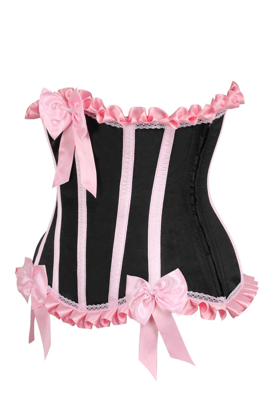 Daisy Corsets Top Drawer Black/Pink Steel Boned Burlesque Underbust Corset Waist Cincher - Daisy Corsets