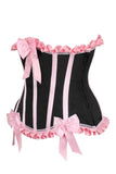 Daisy Corsets Top Drawer Black/Pink Steel Boned Burlesque Underbust Corset Waist Cincher - Daisy Corsets
