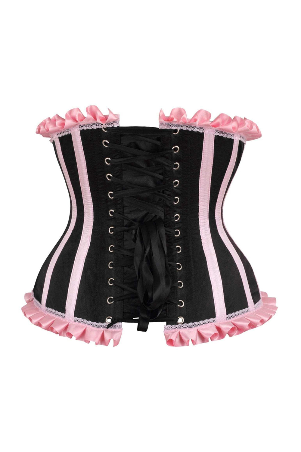 Daisy Corsets Top Drawer Black/Pink Steel Boned Burlesque Underbust Corset Waist Cincher - Daisy Corsets - Flyclothing LLC