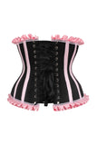 Daisy Corsets Top Drawer Black/Pink Steel Boned Burlesque Underbust Corset Waist Cincher - Daisy Corsets