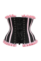 Daisy Corsets Top Drawer Black/Pink Steel Boned Burlesque Underbust Corset Waist Cincher - Daisy Corsets