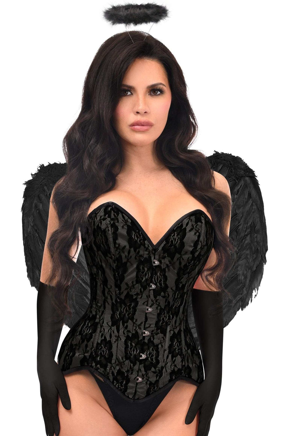 Daisy Corsets Top Drawer 4 PC Premium Black Angel Corset Costume - Daisy Corsets - Flyclothing LLC