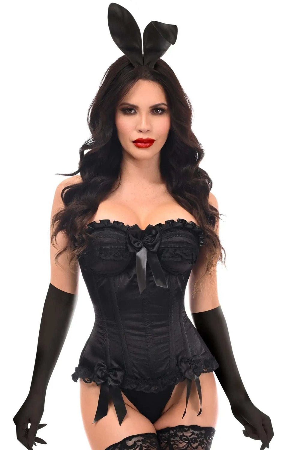 Daisy Corsets Top Drawer 4 PC Black Burlesque Bunny Corset Costume - Daisy Corsets - Flyclothing LLC