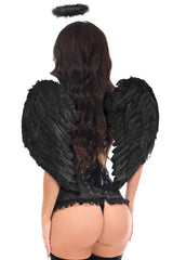 Daisy Corsets Top Drawer 3 PC Black Burlesque Dark Angel Corset Costume - Daisy Corsets - Flyclothing LLC