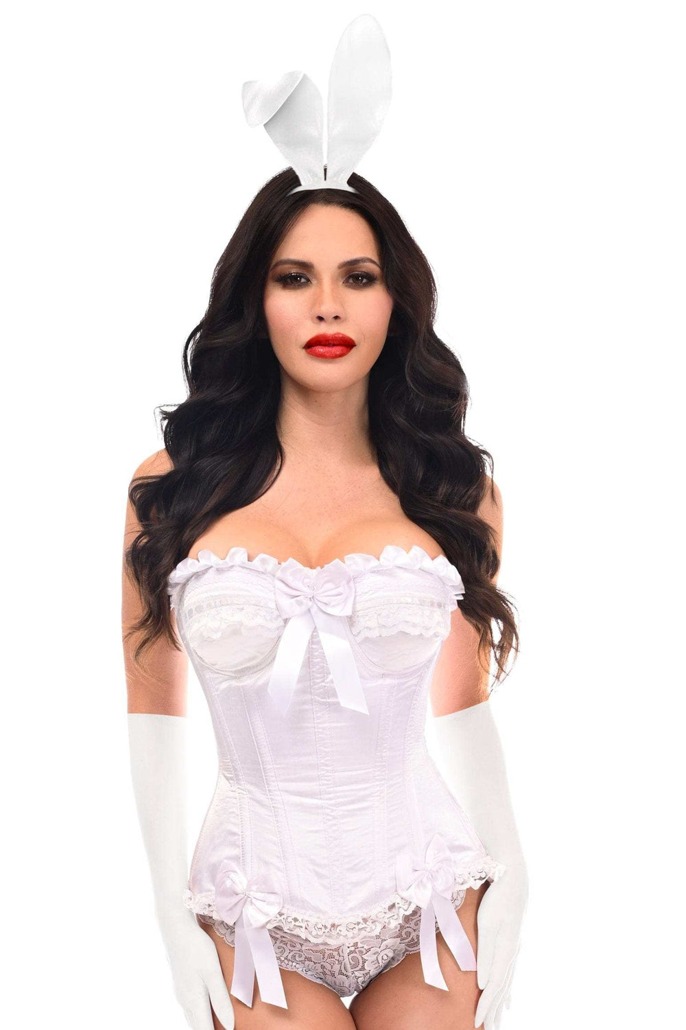Daisy Corsets Top Drawer 4 PC White Burlesque Bunny Corset Costume - Daisy Corsets - Flyclothing LLC